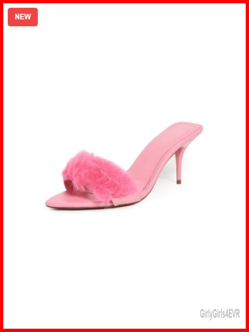 Kitten Heel Faux Fur Mules Open Toe Slip-On Party Shoes